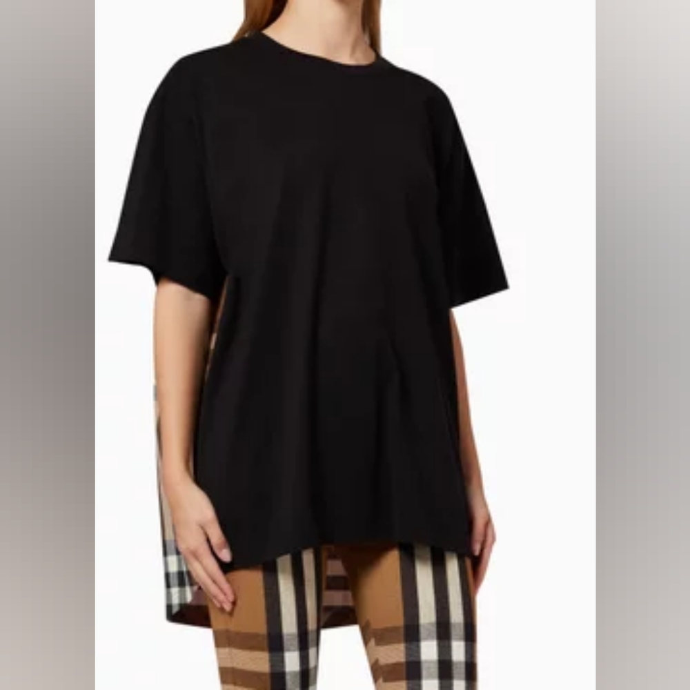 Burberry Check Panel Oversized T-shirt